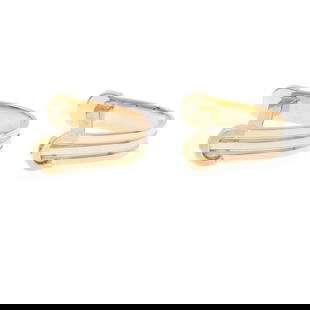 Cartier 750 Three-Color Gold Cufflinks in 18K Pink White Yellow: Cartier 750 Three-Color Gold Cufflinks in 18K Pink White Yellow Elevate your accessory collection with these exquisite Cartier cufflinks, crafted from an elegant combination of 18K pink, white, and ye