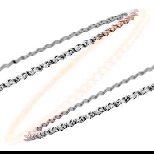 1.73ct Diamond Flexible Tennis Bangle Bracelet in 14k Rose Gold: 1.73ct Diamond Flexible Tennis Bangle Bracelet in 14k Rose Gold This exquisite 1.73ct Diamond Flexible Tennis Bangle Bracelet is crafted in 14k rose gold, showcasing a contemporary design that blends
