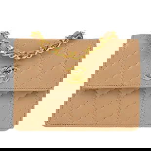 Chanel Classic Single Flap Beige Lambskin Shoulder Bag 6x4x2 with Chain Strap: Chanel Classic Single Flap Beige Lambskin Shoulder Bag 6x4x2 with Chain Strap This Chanel Beige Lambskin Straight Flap Shoulder Bag is a classic accessory that exudes elegance and sophistication.