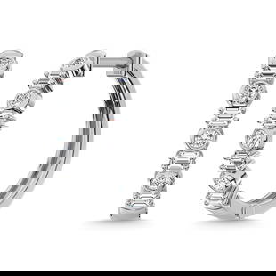 14K White Gold Diamond 1/2 Ct.Tw. Hoop Earrings: 14K White Gold Diamond 1/2 Ct.Tw. Hoop Earrings Metal: 14k White Gold Stone Count: 24.0 Stone Shape: Round / Baguette Stone Type: Diamond Stone Color: G-h Stone Clarity: Si3 Stone Weight (Carat):
