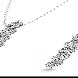 Diamond 1 1/2 ct tw Round Cut Pyramid Pendant in 14K White Gold: Diamond 1 1/2 ct tw Round Cut Pyramid Pendant in 14K White Gold Metal: 14k White Gold Stone Count: 14.0 Stone Shape: Round Stone Color: G-h Stone Clarity: Si2 Stone Weight (Carat): 1.5 This item may
