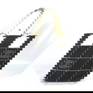 Chanel Bicolor CC Coco Mark Tote Handbag Canvas Black White Women: Chanel Bicolor CC Coco Mark Tote Handbag Canvas Black White Women Introducing the CHANEL CC Coco Mark Bicolor Tote Handbag, a stylish and sophisticated accessory designed for women. This handbag featu