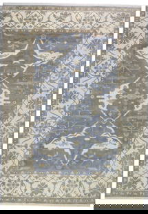 Hand-Knotted Floral Oushak Chobi Rug 14'1 x 10'0 Gray Wool Area Carpet: Hand-Knotted Floral Oushak Chobi Rug 14'1 x 10'0 Gray Wool Area Carpet Enhance your living space with this exquisite Large Gray Casual Floral Oushak Chobi Oriental Rug, perfect for dining rooms and ot