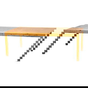 Milo Baughman 1970s Seamless Parson Burl Dining Table 84"W x 44"D x 29"H: Milo Baughman 1970s Seamless Parson Burl Dining Table 84"W x 44"D x 29"H This exquisite mid-century modern burl dining table, designed by Milo Baughman for Thayer Coggin, showcases a seamless Parson d