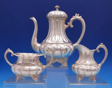 Norwegian .830 Silver Three-Piece Coffee Set 10" Pot 3pc #854: Norwegian .830 Silver Three-Piece Coffee Set 10" Pot 3pc #854 This exquisite Norwegian .830 silver coffee set is a stunning addition to any collection. Comprising three pieces--a coffee pot, sugar bow