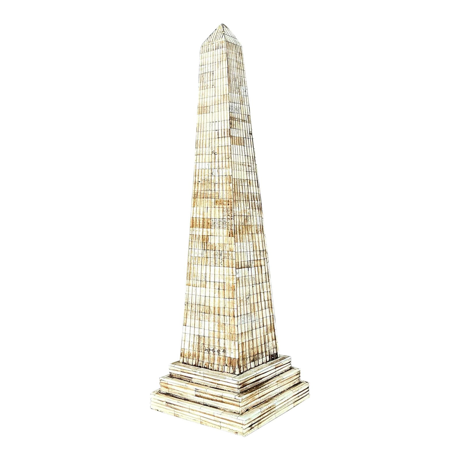 Vintage Boho Tessellated Horn Obelisk 27.25" Ivory Decorative Piece: Vintage Boho Tessellated Horn Obelisk 27.25" Ivory Decorative Piece Transform your space with this Vintage Boho Tessellated Horn Obelisk, a stunning decorative piece that beautifully combines natural