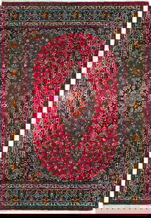 Elegant 8' x 12' Persian Sarouk Mashad Handmade Wool Rug: Elegant 8' x 12' Persian Sarouk Mashad Handmade Wool Rug Elevate your living space with this exquisite 8.0 x 12.0 Persian Sarouk Mashad Estate Rug, a timeless masterpiece of craftsmanship and artistry