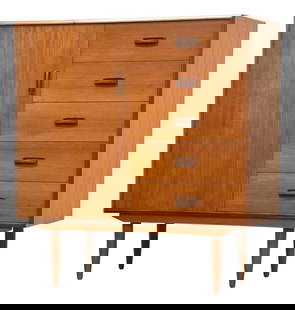 1960s Danish Modern Teak Armoire Dresser 40 x 18 x 43.25: 1960s Danish Modern Teak Armoire Dresser 40 x 18 x 43.25 This exquisite mid-century modern teak armoire dresser showcases a sleek design characteristic of the 1960s Danish aesthetic. Featuring a spaci