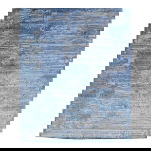 Handmade Modern Abstract Wool Silk Rug 8' x 10' Gray Blue: Handmade Modern Abstract Wool Silk Rug 8' x 10' Gray Blue Enhance your living space with this stunning handmade rug, expertly crafted from a blend of wool and silk. Featuring a sophisticated gray fiel