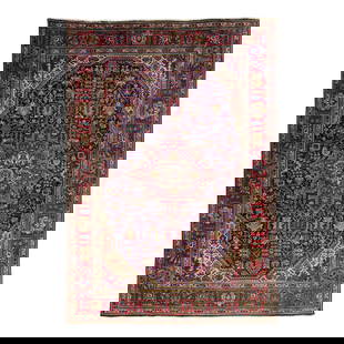 1960s Handmade Persian Tabriz Wool Rug 7'10 x 11'4 Navy Blue Medallion: 1960s Handmade Persian Tabriz Wool Rug 7'10 x 11'4 Navy Blue Medallion This stunning vintage Persian Tabriz rug showcases exquisite craftsmanship with a hand-knotted wool construction. Featuring a ric