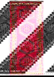 3'8" x 10'3" Red Semi-Antique Persian Hamadan Runner Handmade Wool: 3'8" x 10'3" Red Semi-Antique Persian Hamadan Runner Handmade Wool Enhance your living space with this exquisite 3' 8" x 10' 3" Red Semi-Antique Persian Hamadan Runner. Meticulously handcrafted by ski