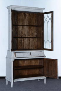 Elegant Victorian Rosalind China Cabinet Solid Wood 96" Height Antiqued White Finish: Elegant Victorian Rosalind China Cabinet Solid Wood 96" Height Antiqued White Finish Enhance your dining area with the Victorian-Inspired Rosalind China Cabinet, a new item designed in an elegant anti