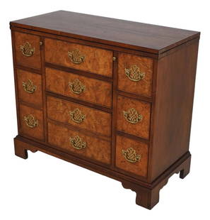 George III Style Baker Walnut Flip Top Bachelor Chest 34 x 16 x 30: George III Style Baker Walnut Flip Top Bachelor Chest 34 x 16 x 30 This elegant George III-style flip-top bachelor chest is expertly crafted from high-quality walnut, featuring stunning burl walnut dr