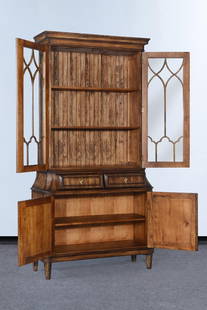 Rustic Pecan Classic Solid Wood China Cabinet 96" Height: Rustic Pecan Classic Solid Wood China Cabinet 96" Height This Classic Solid Wood China Cabinet is thoughtfully designed with intricate fretwork glass doors, providing an elegant display for your treas