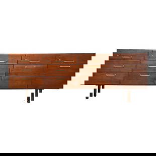 Jens Risom Mid-Century Walnut Credenza with Brass Pulls 72x20x26: Jens Risom Mid-Century Walnut Credenza with Brass Pulls 72x20x26 Discover this exquisite mid-century modern walnut dresser credenza, expertly designed by Jens Risom. This stylish piece features elegan