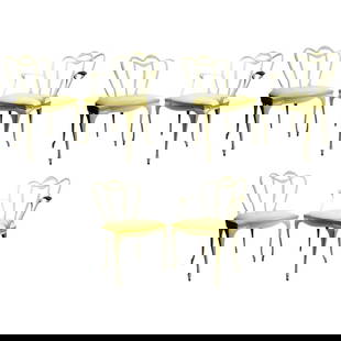 Crucible Six Piece Aluminum Patio Dining Chair Set Light Yellow: Crucible Six Piece Aluminum Patio Dining Chair Set Light Yellow Enhance your dining experience with this elegant set of six patio dining chairs crafted from solid aluminum by Crucible Products Corp. T