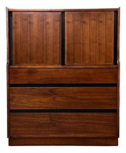 Mid Century Modern Dillingham Esprit Walnut Armoire Dresser: Mid Century Modern Dillingham Esprit Walnut Armoire Dresser A mid century modern walnut tall armoire dresser designed by Merton Gershun for Dillingham "Esprit". Professionally refinished. Made in USA.