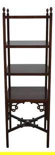 Baker Chippendale Mahogany 4 Tier Etagere Shelf Traditional Design: Baker Chippendale Mahogany 4 Tier Etagere Shelf Traditional Design This exquisite Baker Chippendale Mahogany 4 Tier Etagere Shelf embodies quality craftsmanship and traditional style. At approximately