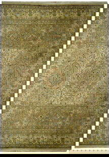 Ivory Semi Antique Persian Rug 8'10 x 12'1 Handcrafted: Ivory Semi Antique Persian Rug 8'10 x 12'1 Handcrafted Enhance your living space with this exquisite 9' x 12' Ivory Semi Antique Persian Rug, handcrafted by skilled Persian artisans. Featuring traditi