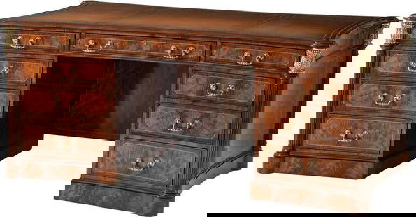 Theodore Alexander Aveneil Desk Regency Style Mahogany Brass Accent: Theodore Alexander Aveneil Desk Regency Style Mahogany Brass Accent The Aveneil Desk features a classic flame mahogany design, embodying the elegance of Regency style. Constructed with a sturdy brass