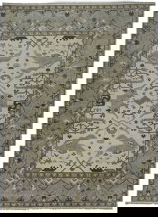 Extra Large Handmade Wool Oushak Floral Area Rug 10'2 x 13'10: Extra Large Handmade Wool Oushak Floral Area Rug 10'2 x 13'10 Enhance your space with this stunning Handmade Wool Oushak Oriental Rug. Crafted in a traditional floral design, this extra-large area rug