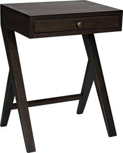 Noir Peter Collection Ebony Walnut Side Table Transitional Design: Noir Peter Collection Ebony Walnut Side Table Transitional Design This Traditional Ebony Walnut Side Table is a stylish addition to any space, showcasing a sleek transitional design. Crafted from meta