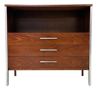 Paul McCobb Mid Century Walnut Dresser 3 Drawers Calvin Design: Paul McCobb Mid Century Walnut Dresser 3 Drawers Calvin Design A mid century modern walnut three drawer dresser chest with aluminum drawer pulls designed by Paul McCobb for Calvin. Professionally refi