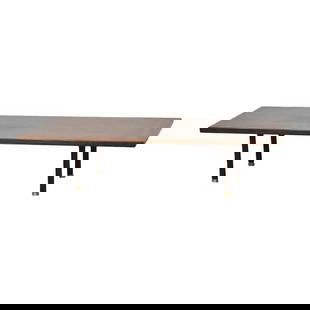 1960s Mahogany Coffee Table with Brass Feet 60x26x13.75: 1960s Mahogany Coffee Table with Brass Feet 60x26x13.75 This exquisite mid-century modern coffee table features a beautifully refinished mahogany surface complemented by elegant brass capped feet. Wit