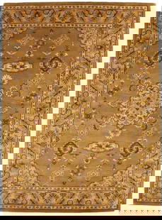 Large Hand-Tufted Floral Wool Area Rug 8'0" x 11'0" Modern Style: Large Hand-Tufted Floral Wool Area Rug 8'0" x 11'0" Modern Style Enhance your living space with this large hand-tufted Oriental rug, featuring a beautiful brown floral design that adds a touch of eleg