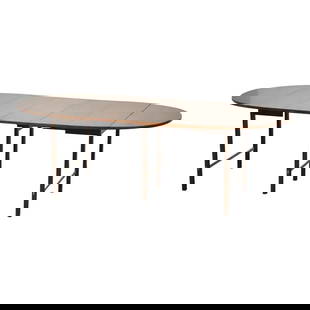 Mid-Century Modern Paul McCobb Walnut Drop Leaf Dining Table 90.25": Mid-Century Modern Paul McCobb Walnut Drop Leaf Dining Table 90.25" This exquisite mid-century modern dining table, designed by Paul McCobb for Calvin, showcases a stunning walnut finish complemented