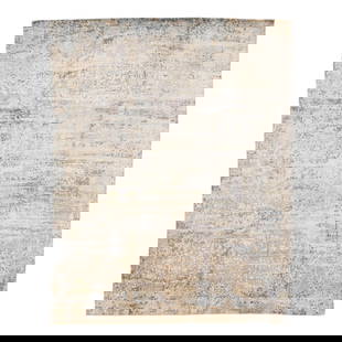 Modern Handmade Abstract Wool Silk Rug 7'10 x 9'11 Gray Beige: Modern Handmade Abstract Wool Silk Rug 7'10 x 9'11 Gray Beige Enhance your living space with this stunning modern handmade abstract rug crafted from a luxurious blend of Indian wool and silk. Featurin