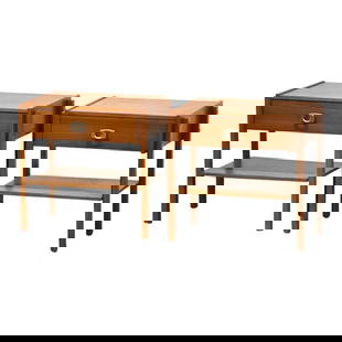Mid-Century Danish Teak Nightstands Pair 19 x 13 x 18.5: Mid-Century Danish Teak Nightstands Pair 19 x 13 x 18.5 Discover this charming pair of petite mid-century modern teak nightstands, each featuring a single drawer with sleek aluminum finish pulls. Thes