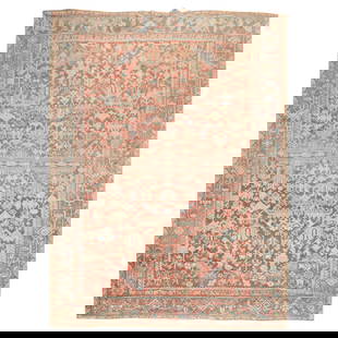 Antique Persian Heriz Room Size Rug 1930s Hand-Knotted Wool 90 x 123 in: Antique Persian Heriz Room Size Rug 1930s Hand-Knotted Wool 90 x 123 in Explore the beauty of this antique Persian Heriz room-size rug, a remarkable piece from the 1930s. This hand-knotted rug feature