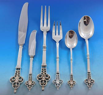 Renaissance by Christofle France Silver Flatware Set 79 Pieces: Renaissance by Christofle France Silver Flatware Set 79 Pieces Discover the elegance of the Renaissance by Christofle France Sterling Silver Flatware Service Set, featuring 79 exquisite pieces. Crafte