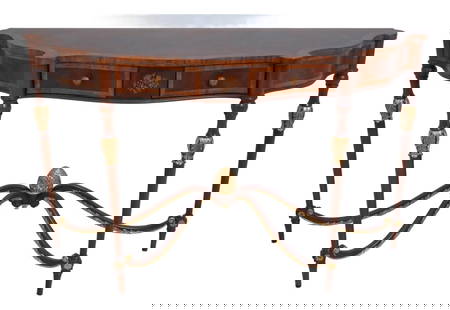 Maitland Smith 8128-34 Mahogany Console Table with Gold Accents 53x15x32: Maitland Smith 8128-34 Mahogany Console Table with Gold Accents 53x15x32 Discover the elegance of the Maitland Smith 8128-34 Mahogany Console Table, a stunning piece that combines classic design with