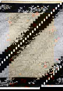 Unused 11.10 x 14.11 Ivory Wool Pile Art Deco Area Rug: Unused 11.10 x 14.11 Ivory Wool Pile Art Deco Area Rug Elevate your space with this exquisite 11.10 x 14.11 feet (142 x 179 inches) Ivory Wool Pile Large Art Deco Rug. This stunning area rug is meticu