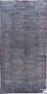 Vintage Handmade Persian Wool Rug Gray Floral Design 12' x 25'11": Vintage Handmade Persian Wool Rug Gray Floral Design 12' x 25'11" Discover the exquisite craftsmanship of this Vintage Handmade Overdyed Persian Long Wool Rug. Featuring a stunning gray field adorned
