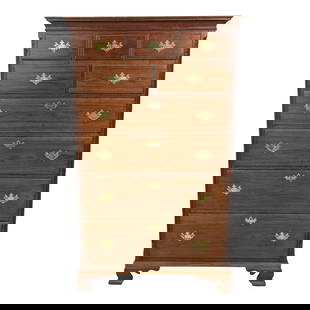 Chippendale Style Antique Walnut High Chest 42w x 24d x 68h: Chippendale Style Antique Walnut High Chest 42w x 24d x 68h This exquisite Antique Early 19th Century Walnut Pennsylvania High Chest showcases the elegant design of the Chippendale style, reflecting t