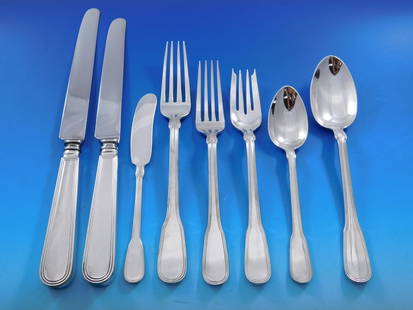 Tiffany & Co Hamilton Sterling Silver 73-Piece Flatware Set: Tiffany & Co Hamilton Sterling Silver 73-Piece Flatware Set Elevate your dining experience with this exquisite Hamilton flatware set by Tiffany & Co. Crafted from high-quality sterling silver, this 73