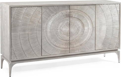 John-Richard Cosmos Oak Cabinet with Silver Doors: John-Richard Cosmos Oak Cabinet with Silver Doors This elegant Traditional Oak Cabinet features striking silver doors that enhance its sophisticated design. Crafted from quality oak, this cabinet prov