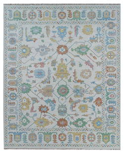 Exquisite 12.3 x 15 Oushak Handmade Wool Carpet in Light Colors: Exquisite 12.3 x 15 Oushak Handmade Wool Carpet in Light Colors Discover the beauty of our exquisite 12.3' x 15.0' Quality Wool Handmade Carpet, designed to elevate your living space. This Oushak rug,