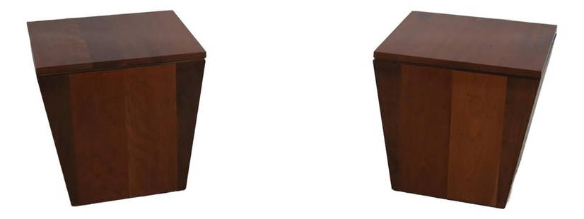 Stickley Metro Collection Cherry Storage Tabouret Tables Pair: Stickley Metro Collection Cherry Storage Tabouret Tables Pair This is a pair of Stickley Metro Collection Cherry Storage Tabouret Tables. They feature a removable top with storage inside, showcasing a