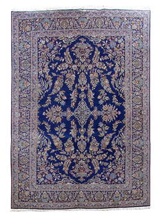 Handmade Navy Blue Persian Kashan Rug 10'11 x 15'6 Premium Wool: Handmade Navy Blue Persian Kashan Rug 10'11 x 15'6 Premium Wool Introducing our exquisite Navy Blue Persian Kashan Rug, a stunning blend of traditional artistry and modern elegance. Handcrafted by ski