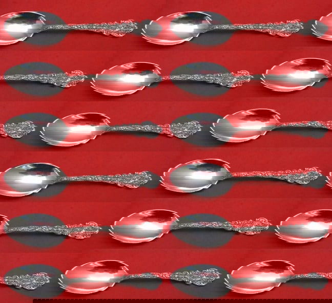 Gorham Versailles Sterling Silver Soup Spoon Set 12 Pieces 7 1/8": Gorham Versailles Sterling Silver Soup Spoon Set 12 Pieces 7 1/8" Enhance your dining experience with this exquisite set of 12 place soup spoons from the renowned Versailles pattern by Gorham. Crafted
