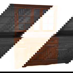 Harden Cherry Wood Stepback Cupboard China Hutch 52w x 19d x 70h: Harden Cherry Wood Stepback Cupboard China Hutch 52w x 19d x 70h This stunning Harden 2 Piece Cherry Stepback Cupboard China Hutch features exquisite dovetailed drawer construction and high-quality cr