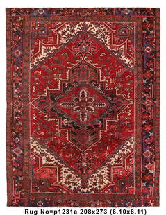 Handmade 6.10 x 8.11 Persian Heriz Area Rug from Iran: Handmade 6.10 x 8.11 Persian Heriz Area Rug from Iran Introduce timeless sophistication to your home with this exquisite 6.10 x 8.11 Persian Heriz Rug, meticulously handmade in Iran. Featuring a refin