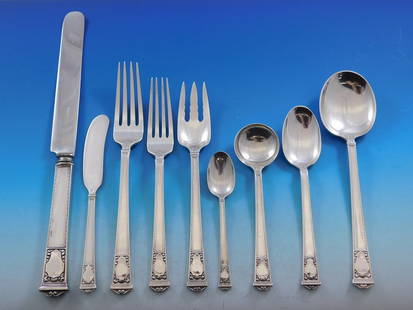 Tiffany & Co San Lorenzo 80 Piece Sterling Silver Flatware Set Art Deco: Tiffany & Co San Lorenzo 80 Piece Sterling Silver Flatware Set Art Deco This exquisite 80-piece flatware service set from Tiffany & Co. features the elegant San Lorenzo pattern, crafted from high-qual