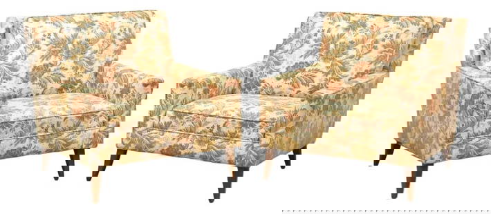 Mid-Century Modern Lounge Chairs Pair Inspired by Paul McCobb: Mid-Century Modern Lounge Chairs Pair Inspired by Paul McCobb This elegant pair of mid-century modern lounge chairs features a timeless design inspired by Paul McCobb, crafted with solid maple legs an