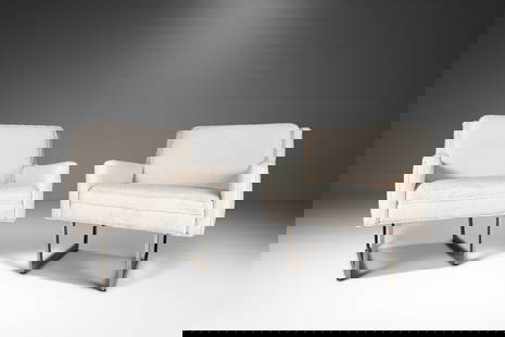 Pair of Patrician Mid Century Modern Lounge Chairs Chrome Base 1960s: Pair of Patrician Mid Century Modern Lounge Chairs Chrome Base 1960s This exquisite set of two Mid Century Modern lounge chairs by Patrician Furniture Co. embodies modern luxury and timeless elegance.