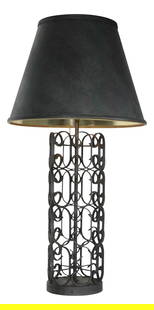 Mid Century Black Wrought Iron Table Lamp Arthur Umanoff Grenada 32in: Mid Century Black Wrought Iron Table Lamp Arthur Umanoff Grenada 32in This classic mid-century table lamp, designed by Arthur Umanoff as part of the iconic Grenada series, features a sleek wrought iro